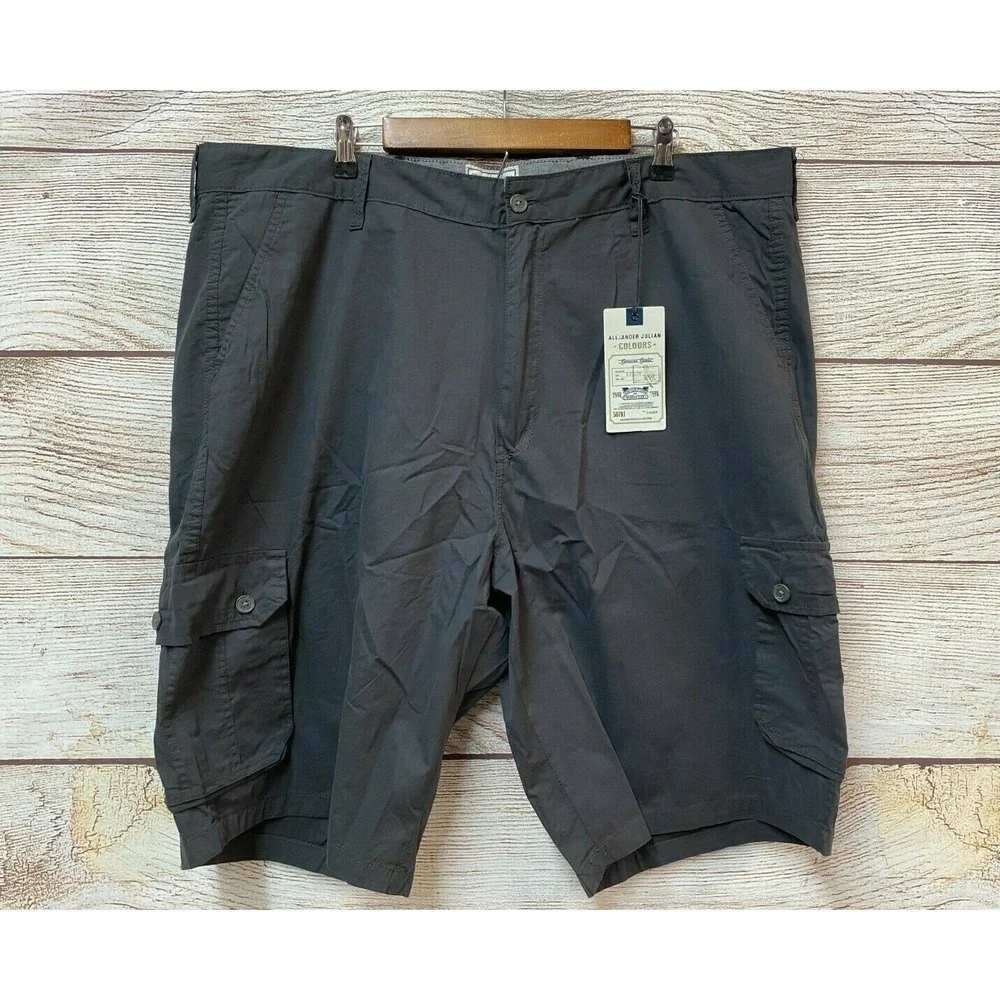 Alexander Julian Cargo Shorts Big Mens Size 46 Grey Thin Lightweight Shorts New